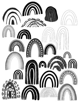 rainbow clipart black and white
