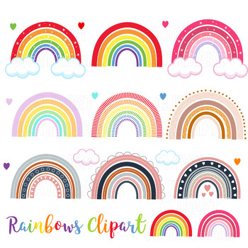 Preview of Rainbow Clipart, Cute Rainbows Clip art, magical clipart,