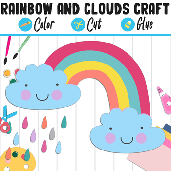 Preview of Rainbow & Clouds Craft for Kids: Color, Cut & Glue, a Fun Activity for PreK-2nd