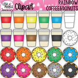 Coffee and Donut Clipart Rainbow - Breakfast Clipart