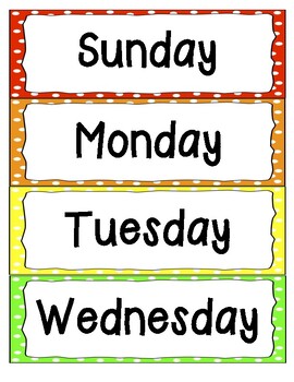Rainbow Color Days of the Week Signs by Simply Elementry My Dear