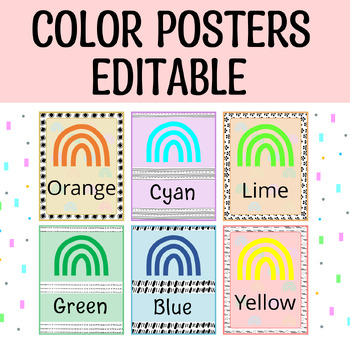 Rainbow Color Posters, Editable Color Posters, Pastel Color Posters ...