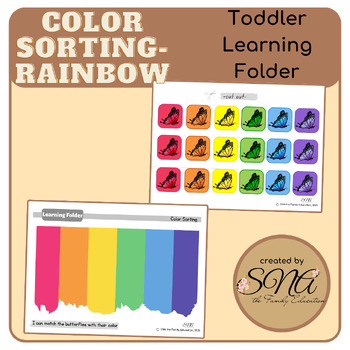 Preview of Rainbow - Color Sorting/ Toddler Learning Folder/ Toddler Binder/ Preschool