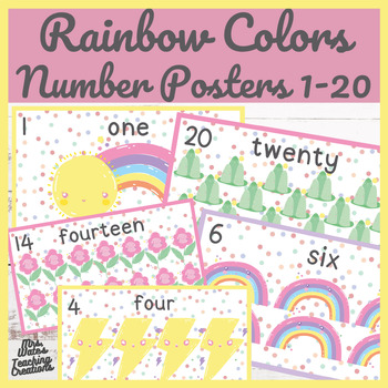 Preview of Rainbow Color Themed Number Charts & Posters for Engaging Classroom Displays
