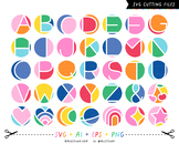 Rainbow Colorblock Alphabet SVG Digital Die Cutting Files 