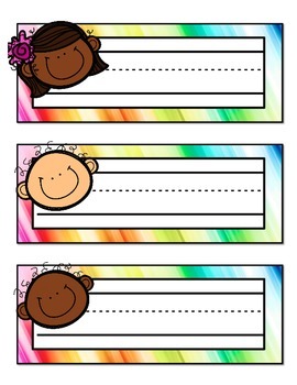 Rainbow Colored Name Tags by The Twenty Something Teacher | TPT