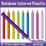 Rainbow Colored Realistic Pencil 10 Piece Clipart Set Conf