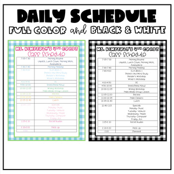 Preview of Rainbow, Colorful Daily Schedule | Black and White Daily Schedule
