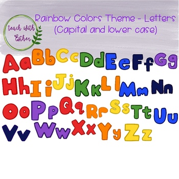 Rainbow Colors Theme - Letters by Teach with Esther | TPT