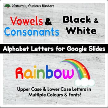 Preview of Rainbow Colours, Vowels & Consonants Alphabet Letters for Google Slides - Font