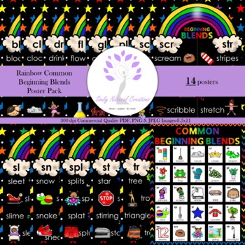 Preview of Rainbow Common Beginning Blends Poster Pack