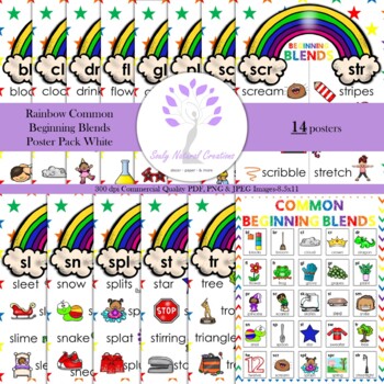 Preview of Rainbow Common Beginning Blends Poster Pack White