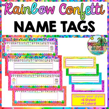 rainbow name tags editable by primary island teachers pay teachers