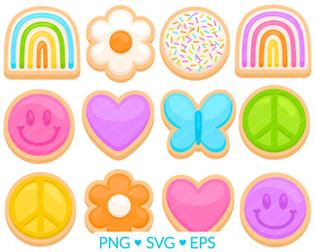 Preview of Rainbow Cookie Clipart - SVG, PNG, EPS Images - Cookie Decorating Sublimation