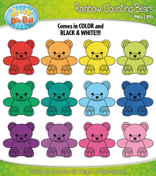 Preview of Rainbow Counting Bears Clipart {Zip-A-Dee-Doo-Dah Designs}