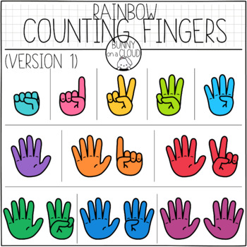Rainbow Counting Fingers Clipart by Bunny On A Cloud by Bunny On A Cloud
