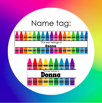 Rainbow Crayon Name Tags- Customizable! by Brauns Best Work | TPT