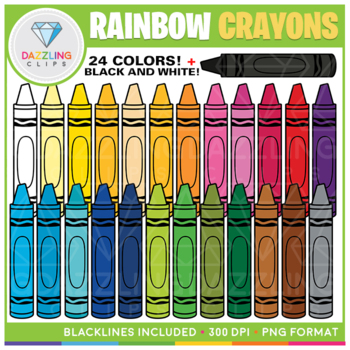 Rainbow Crayons Clip Art by Dazzling Clips