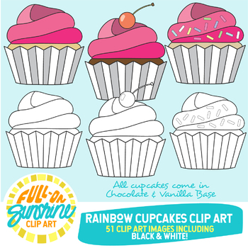 Rainbow Cupcakes Clip Art By Full On Sunshine Clip Art Tpt