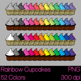 Rainbow Cupcakes Doodle Clip Art PNG 300 dpi