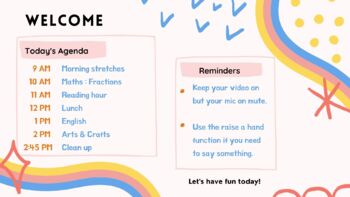 Preview of Rainbow Daily Agenda Timetable Slide Template Editable Google Slides