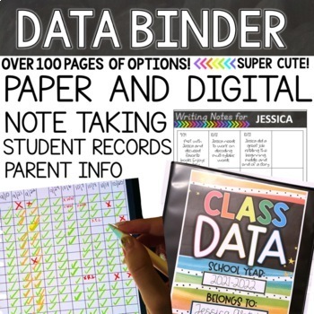 Preview of Rainbow Data Binder | DIGITAL & PRINTABLE | Student Assessment Sheets and Notes