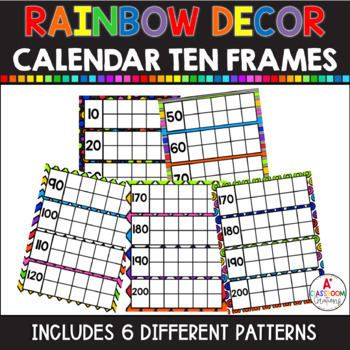 Preview of Rainbow Decor How Many School Days Calendar Ten Frames | Back to School