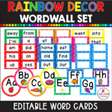 Rainbow Decor Word Wall Letters and Editable Word Cards