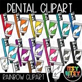 Rainbow Dental Themed Clipart Matching Toothpaste and Toot