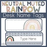 Desk Name Plates Boho Rainbow Muted Rainbow | Editable Desk Tags