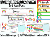 Rainbow Theme Student Desk Name Plates - Editable, 7 style