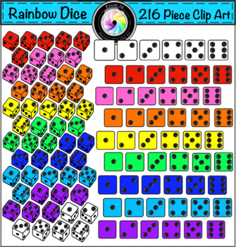 Preview of Rainbow Dice Clip Art