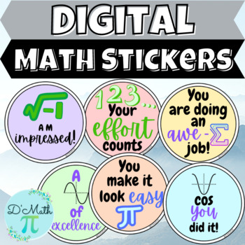 Preview of Digital Math Stickers | Trigonometry Pastels Version