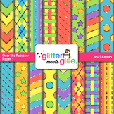 Rainbow Digital Papers Clipart: 16 Bold Backgrounds Clip A