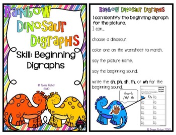 Preview of Rainbow Dinosaur Beginning Digraphs Fast Finisher Phonics Long Vowel Center