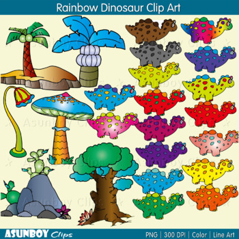 Preview of Rainbow Dinosaur Clip Art