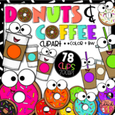 Rainbow Donuts and Coffee Clipart