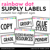 Classroom Supply Labels - Bright Rainbow Dot Classroom Dec