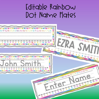 Preview of Rainbow Dot Editable Name Plates