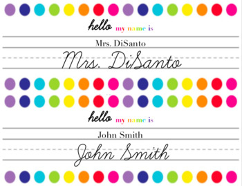 Preview of Rainbow Dot Name Plates - Print and Cursive Names
