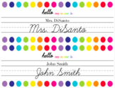Rainbow Dot Name Plates - Print and Cursive Names