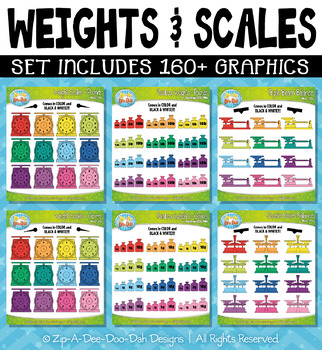 Preview of Rainbow Weights and Scales Clipart {Zip-A-Dee-Doo-Dah Designs}