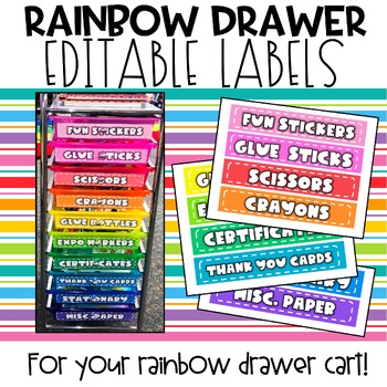 Preview of Rainbow Drawer Cart Editable Labels