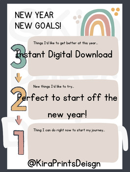 Preview of Rainbow Dreams New Year's Resolution and Goals Template - Instant PDF Download