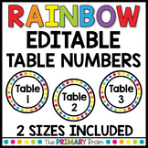 Rainbow EDITABLE Table Numbers