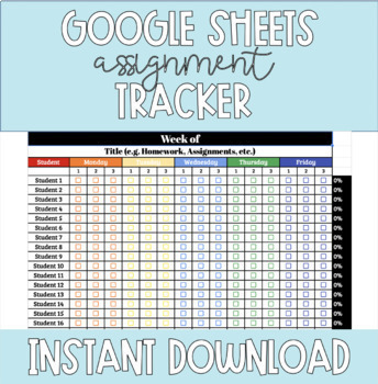 Preview of Rainbow EDITABLE l Assignment Tracker l Missing Assignment Template