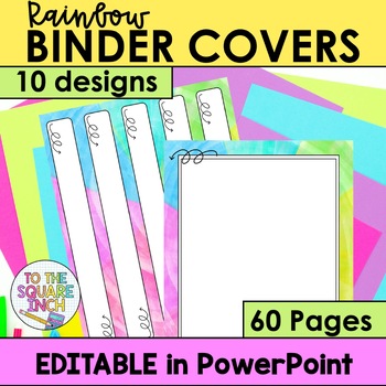 Preview of Rainbow Editable Binder Covers, Dividers and Spine Templates