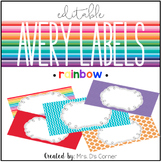 Rainbow Editable Classroom Labels 2x4 { Avery Label 8163 }