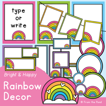 Preview of Rainbow Editable Classroom Decor Pack