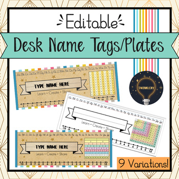 Preview of Rainbow Editable Desk Name Tags | Google Slides | Primary & Intermediate Ver.